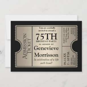 Silver Ticket Style 75e anniversaire Invitation de