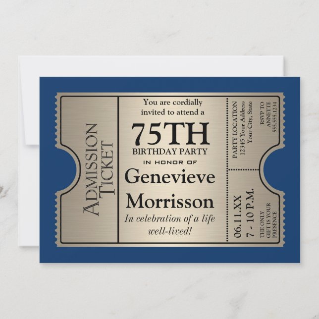 Silver Ticket Style 75e anniversaire Invitation de (Devant)