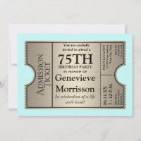 Silver Ticket Style 75e anniversaire Invitation de