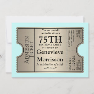 Silver Ticket Style 75e anniversaire Invitation de
