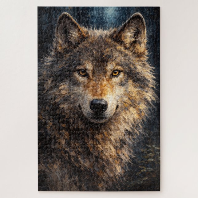 Silver Timber | Art de la faune Wolf | Puzzle (Vertical)