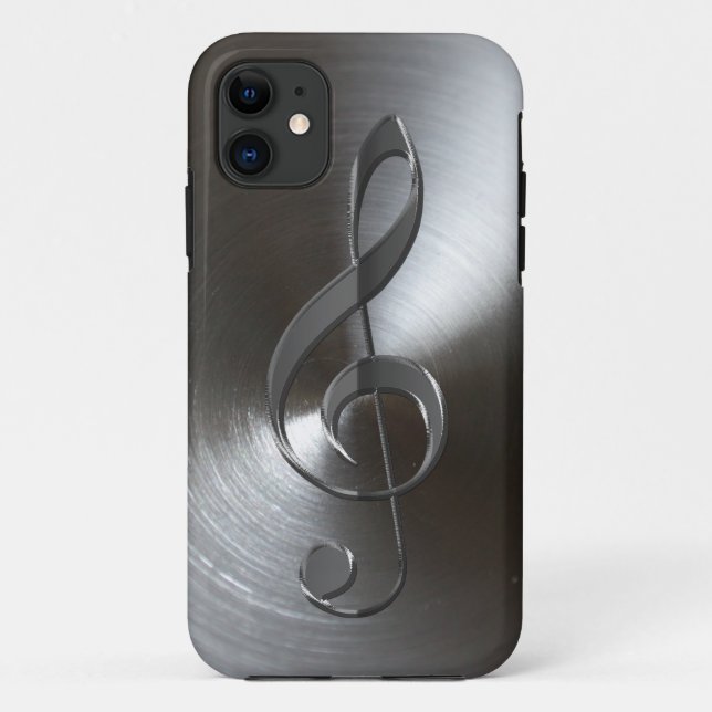 Silver Treble Clef iPhone 5 Coque pour mélomanes (Dos)