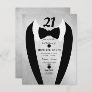 Silver Tuxedo Mens 21e Invitation de fête d'annive