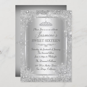 Silver Winter Wonderland Sweet 16 Invitation