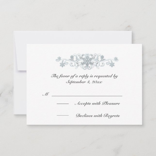 Silvery Blue Snowflakes Mariage d'hiver RSVP (Devant)