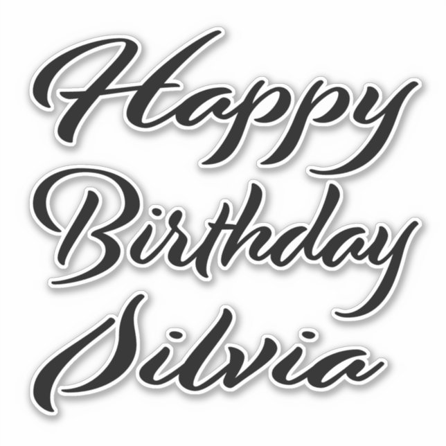 Silvia Name Vorname black Sticker Geburtstag (Devant)