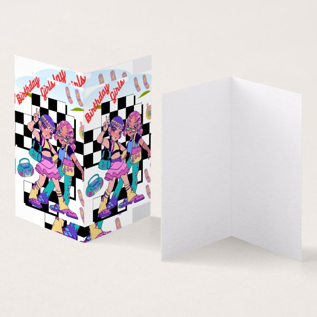 simmi mode anniversaire filles plié carte (Inside and Outside)