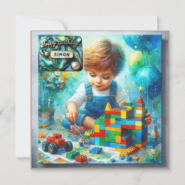 SIMON ~ Joyeux Anniversaire ~ Briques de construct (Devant)
