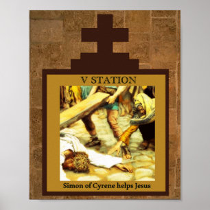 Simon of Cyrene aide Jesus Station 5 Poster