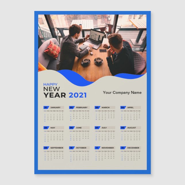 Simple 2021 Calendrier Nom de l'entreprise avec ph (Devant)