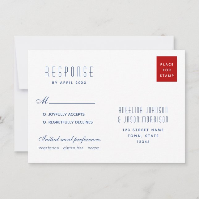 Simple Adresse de Retour de Mariage Moderne Rouge  (Devant)