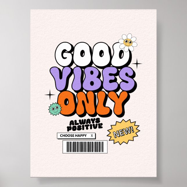 Simple affiche d'art mural | bonnes vibrations seu (Devant)