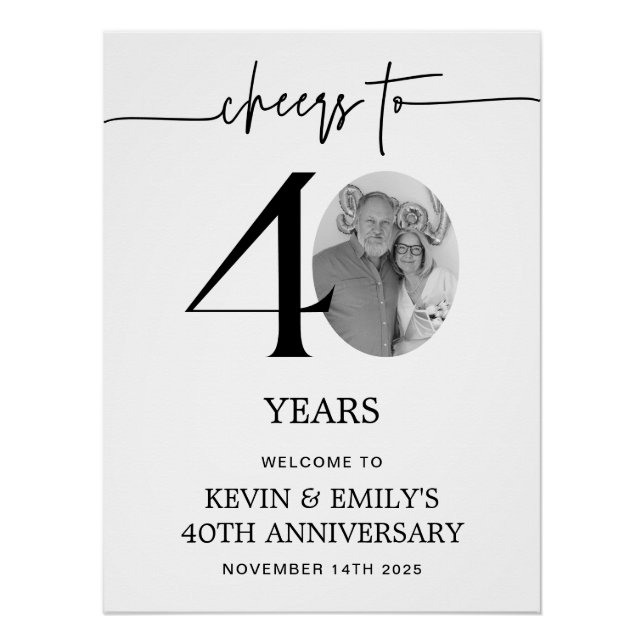 Simple Affiche de bienvenue de papier photo du 40e (Devant)