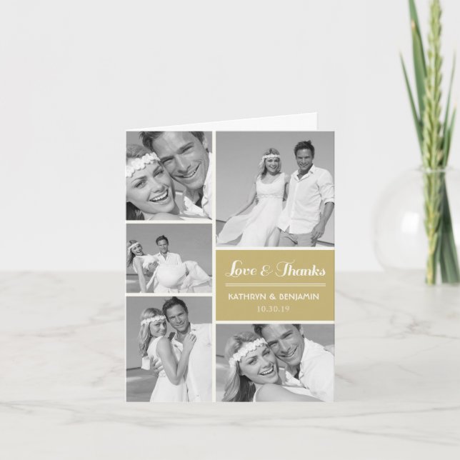 Simple Amour & Merci 5 Multi Photo Modern Mariage (Devant)