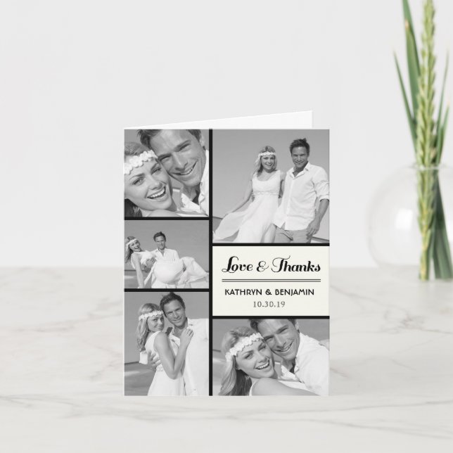 Simple Amour & Merci 5 Multi Photo Modern Mariage (Devant)