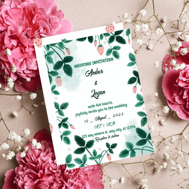 Simple and elegant strawberry wedding invitation (Créateur téléchargé)
