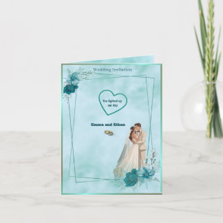 Simple and elegant wedding invitation in Sky Blue