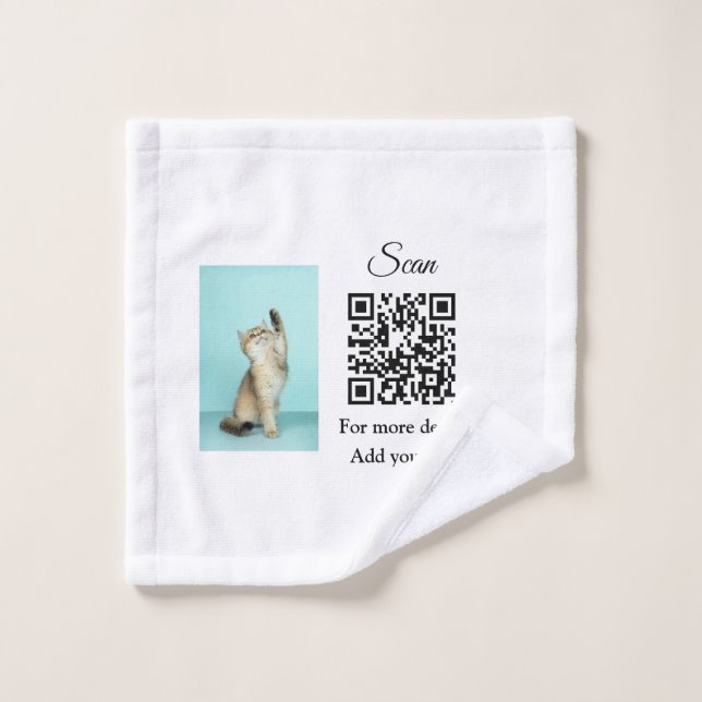 Simple animal name details QR code add text photo (Gant de toilette)