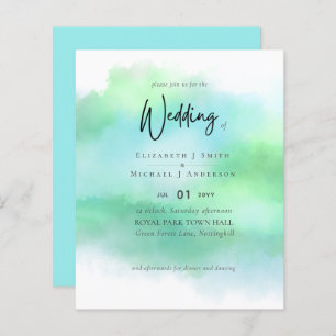 Simple Aqua Blue Fade Green Moderne Budget Mariage