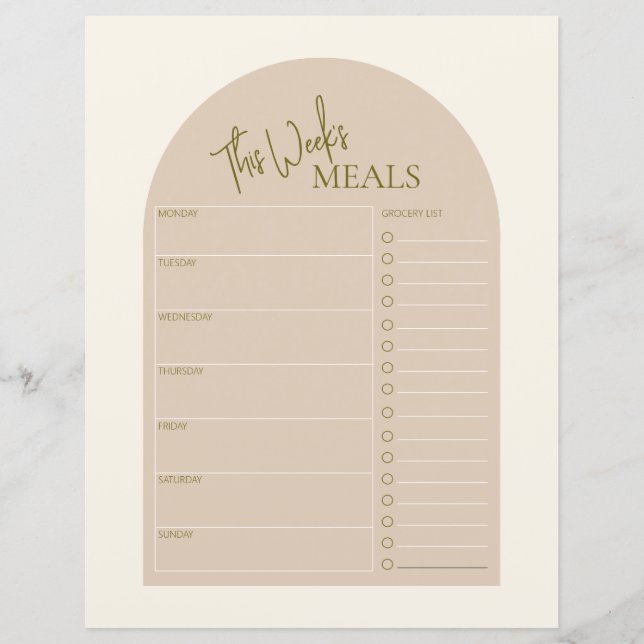 Simple Arc Texte minimal Planificateur de repas he (Devant)