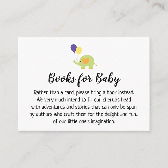 Simple avec Elephant Book Request Insert Cartes (Devant)