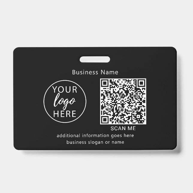 Simple Badge d'Affaires Noir Scannable (Avant)