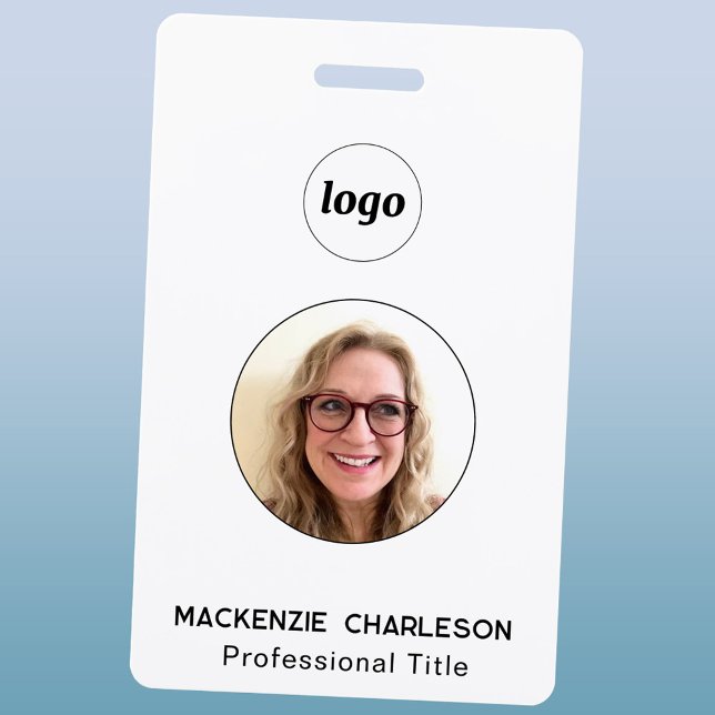 Simple badge de nom d'entreprise pour photo d'iden (Simple logo with custom text business branding promotional photo id name badge or tag)