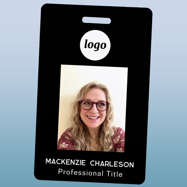 Simple badge de nom d'entreprise pour photo d'iden (Simple logo with custom text business branding promotional photo id name badge or tag)