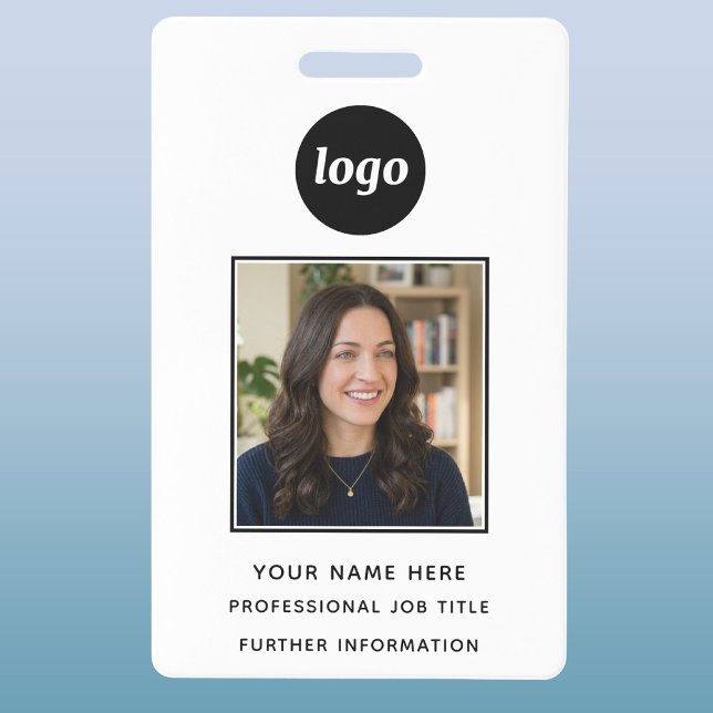 Simple badge de photo d'identité  (Simple logo with text promotional business name ID badge)