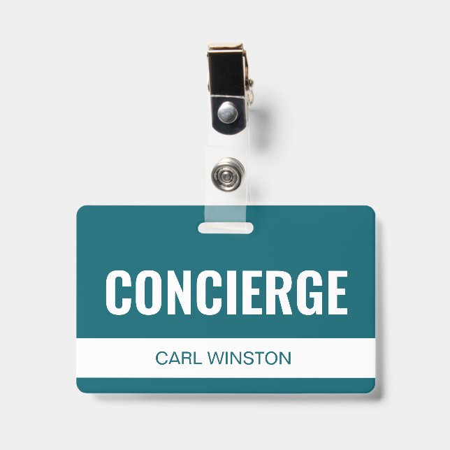 Simple badge d'employé de concierge d'hôtel person (Avant avec clip)