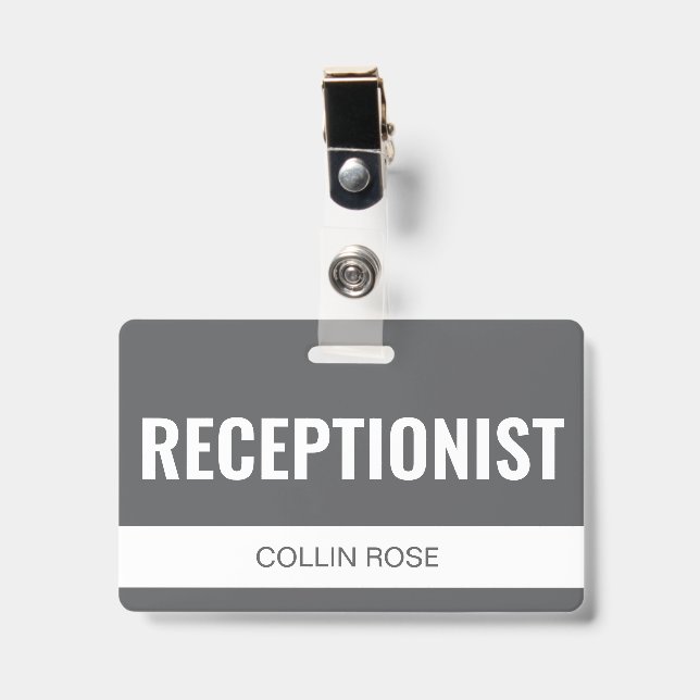 Simple Badge d'employé de réception d'hôtel person (Avant avec clip)