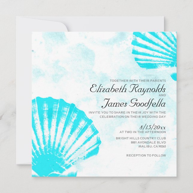 Simple Beach Seashells Destination Invitations de  (Devant)