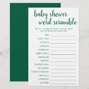 Simple Bébé Mot Scramble   Carte de jeu Neon Green