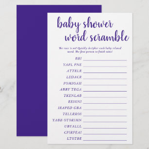 Simple Bébé Mot Scramble Carte de jeu pourpre