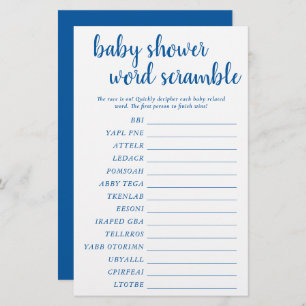Simple Bébé Mot Scramble   Classic Blue Game Card
