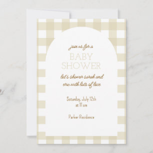 Simple Beige En vichy Baby shower Invitation