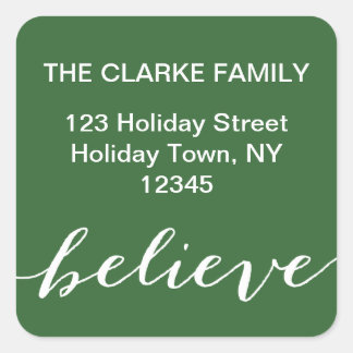 Simple Believe Holiday Étiquette de adresse | Blan