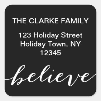 Simple Believe Holiday Étiquette de adresse | Blan