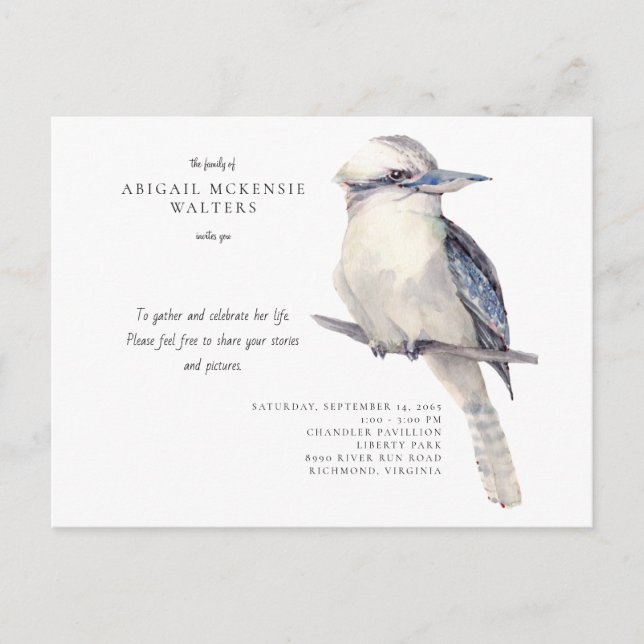 Simple Bird Celebration of Life Invitation (Devant)