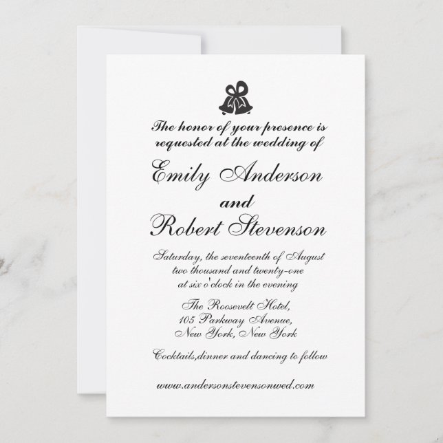 Simple Black and White Elegant Wedding Invitation (Devant)