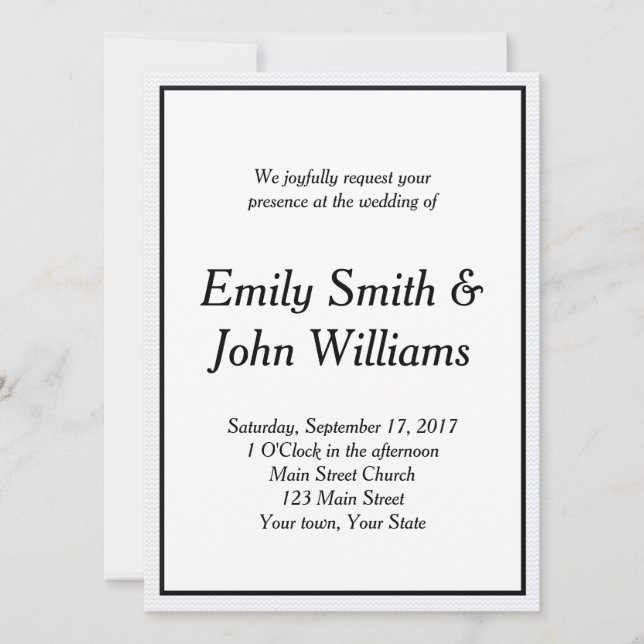 Simple Black and White Elegant Wedding Invitation (Devant)