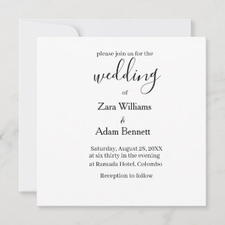 Simple black and white wedding invitation