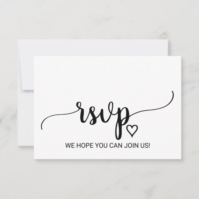 Simple Black Calligraphy Mariage Website Carte RSV (Devant)