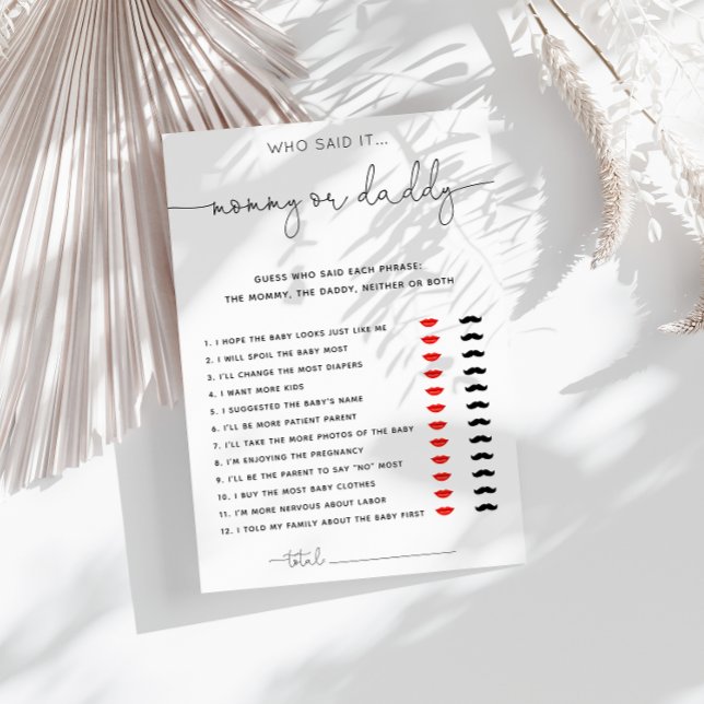 Simple Black Calligraphy Momie ou papa jeu (Créateur téléchargé)