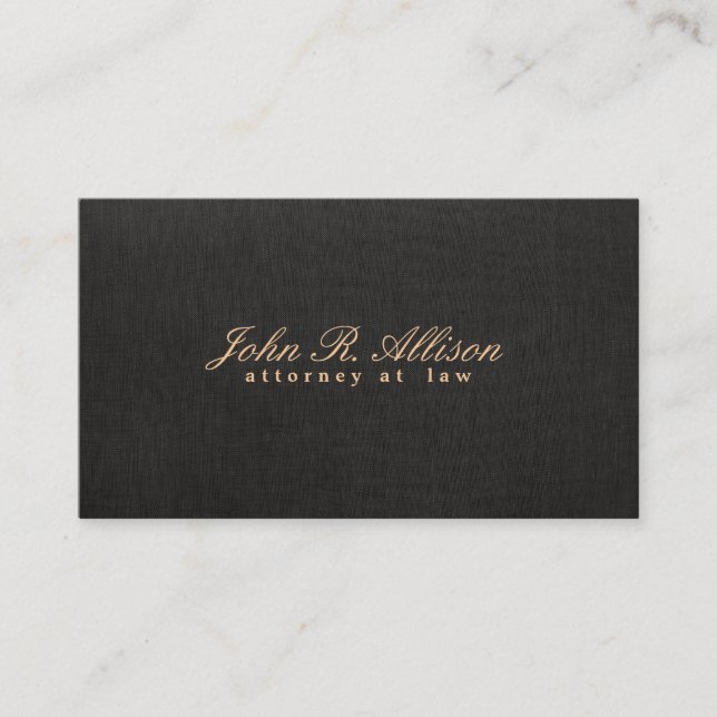 Simple Black Faux Linen Attorney Carte de visite (Devant)