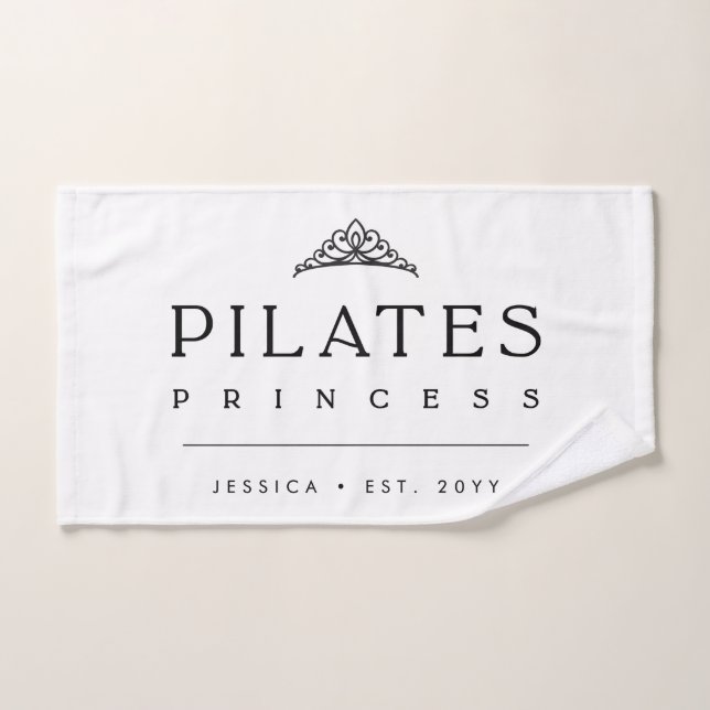 Simple Black Girly Personalized Pilates Princess (Serviette à main)