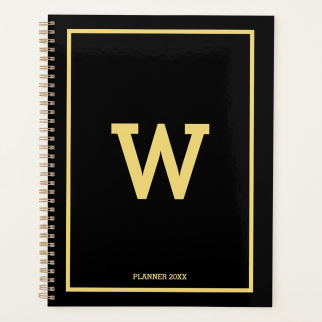 Simple Black Gold Initial Monogramme mensuel (Devant)