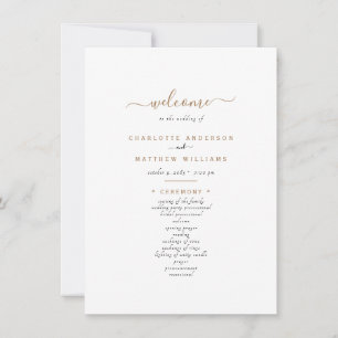 Simple Black & Gold Text Wedding Programme