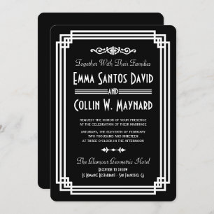 Simple Black & White Art Déco Invitations de maria