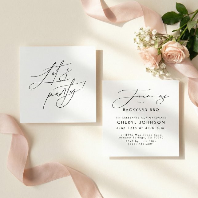 Simple Black White Party Invitation Enclosure Card (Créateur téléchargé)